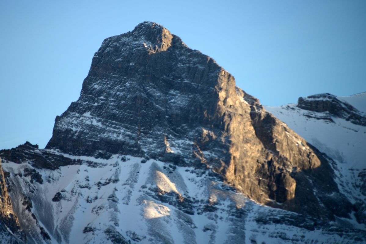 10C The Three Sisters - Hope Peak From Trans Canada Highway At Canmore In Winter Before Sunset